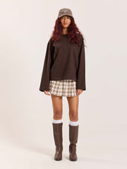 Dark Brown Loose Fit Cropped T-Shirt